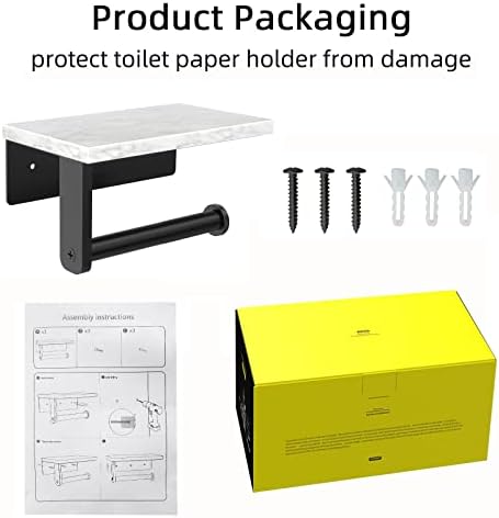 Stainless Steel MarbleWall-Mounted Toilet PaperHolder for Bathroom Matte Black Unique Design