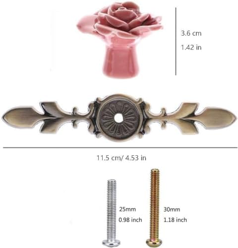 Elegant Rose Cabinet Knobs with Bronze Backplate