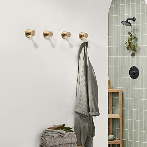 TUNNY 5 Pack Round Towel Hooks Champagne Gold