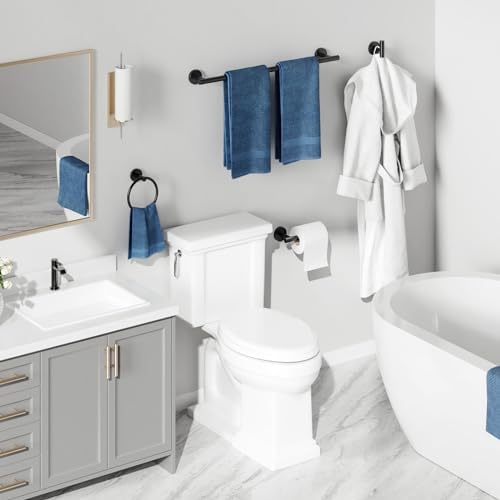 Modern 24-Inch Matte Black Bath Towel Bar Set
