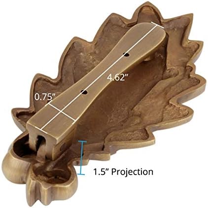 Antique Brass Oak Leaf Front Door Knockers with Mounting Hardware - Heavy Duty Door Hardware