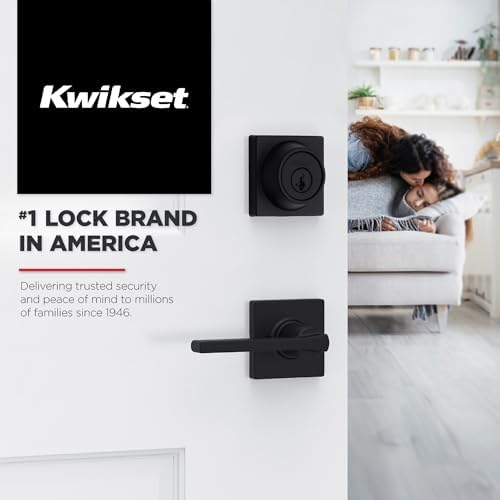 Kwikset Door Privacy Handle Matte Black Reversible Lever with Microban Protection Easy Install