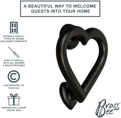 Brass Bee Love Heart Door Knocker