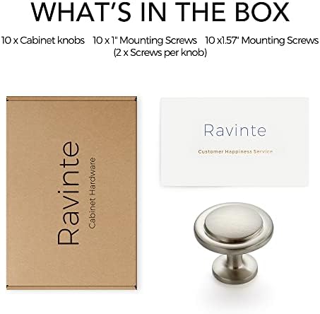Ravinte 10-Piece Cabinet Pulls Brushed Nickel 1-14 inch Knobs for Cupboard Use