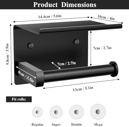 Stainless Steel Toilet Paper Holder with Phone Shelf Rustproof Modern Design