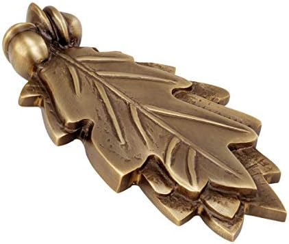Antique Brass Oak Leaf Front Door Knockers with Mounting Hardware - Heavy Duty Door Hardware