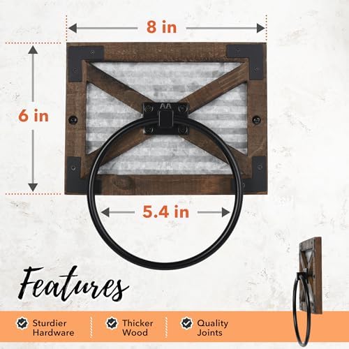 Rustic Farmhouse Towel Ring for Bathroom