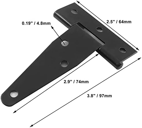 Murtenze 3-Inch T-Strap Barn Door Hinges x6 - Durable Rust-Proof