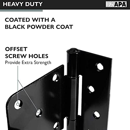 Vivid Ilyapa Heavy Duty Shed Door Hinges 6 Pack - Black Square Hinges for Gate Barn or Storage Shed