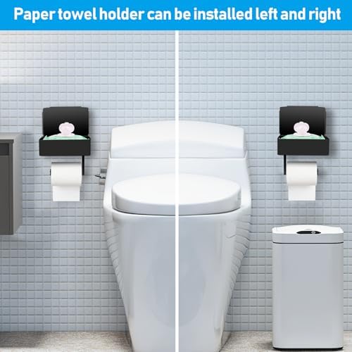 Sturdy Toilet Paper Holder with Storage for Bathroom Use Black Stainless Steel Included Wet Wipes Organizer