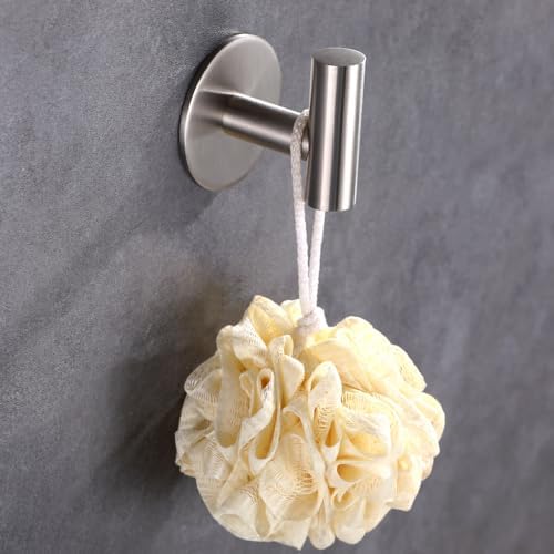 ZuvkySelf-Adhesive Stainless Steel Towel Hook Heavy Duty Bathroom Kitchen Storage Solution Silver