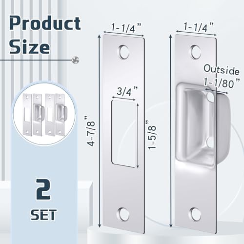2-Piece Door Strike Plate Set for mortise Locks and Doors Chrome-plated Security