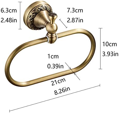 Flybath Oval Towel Ring antique brass finish carved pattern wall-mounted for bathroom kitchen