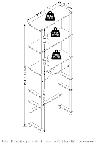 Furinno Turn-N-Tube Freestanding Storage Rack Over-The-Toilet 3-Shelf