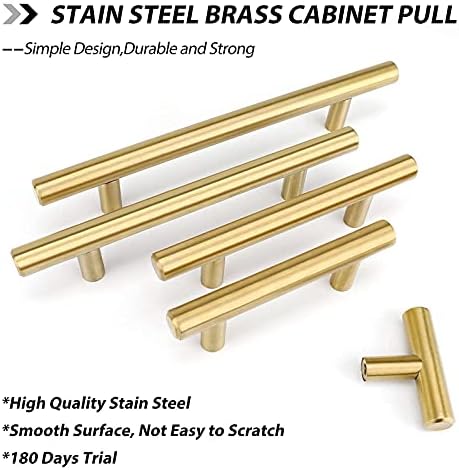 10-Piece GoldenWarm Brushed Brass Cabinet Pulls - Kitchen Bathroom Hardware
