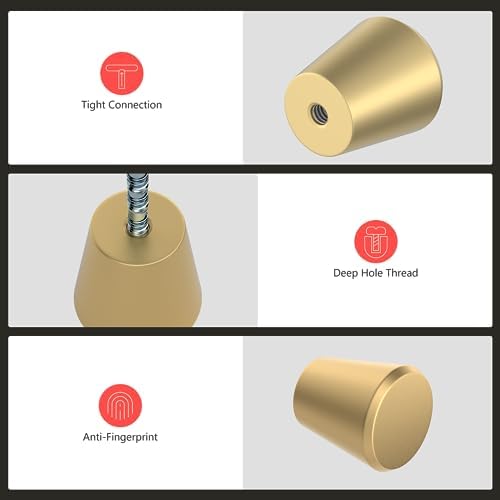 10-Piece Gold Brass Cabinet Knobs Set Easy to Install Durable