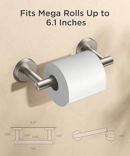 FORIOUS Wall Mount Toilet Paper Holder Stainless Steel Double Post Pivoting Design
