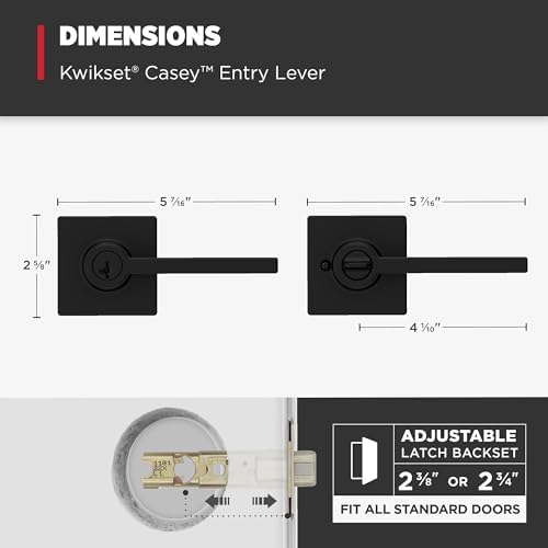 Kwikset Casey Entry Door Handle Secure Keyed Entry Door Lock with SmartKey Rekey Technology Matte Black