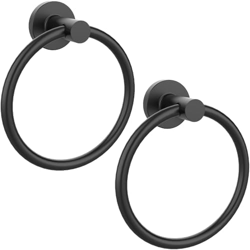 Matte Black 2-Pack stainless steel towel ring Modern luxury bathroom kitchen towel holder 10 words