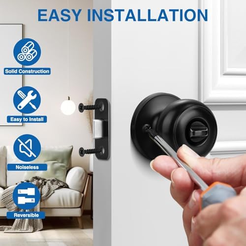 Sopoby 6-Piece Privacy Door Knobs Matte Black Modern Design