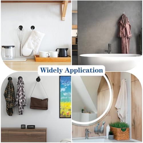 Sturdy Matte Black Adhesive Towel Hooks