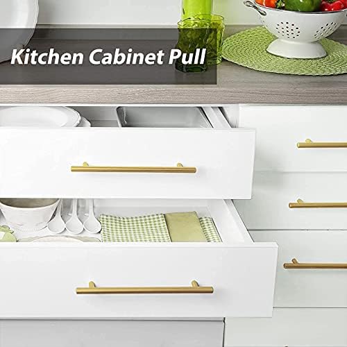 10-Piece GoldenWarm Brushed Brass Cabinet Pulls - Kitchen Bathroom Hardware