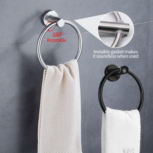 Sturdy Black Toilet Paper Holder Towel Ring Set