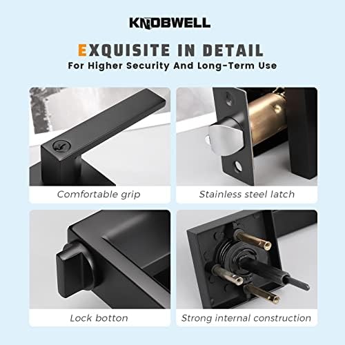 KNOBWELL Heavy Duty Door Lever Set Matte Black