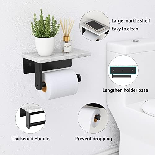 Stainless Steel MarbleWall-Mounted Toilet PaperHolder for Bathroom Matte Black Unique Design
