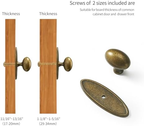 Oval Cabinet Knobs with Backplate - 2 Pack antique brass
