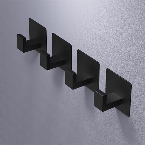 VAEHOLD Adhesive Towel Hooks Heavy Duty Wall Hook for Bathroom Kitchen Black
