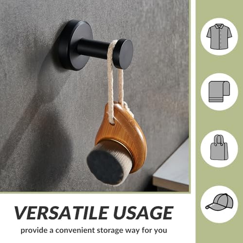 Sleek Matte Black Stainless Steel Robe Towel Hook for Space-Saving Storage in Bathroom Kitchen or Bedroom
