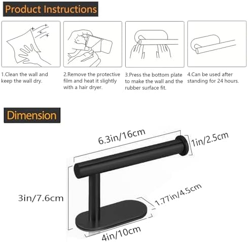 Stainless Steel Toilet Paper Holder Self-Adhesive Wall Mount Rustproof Multi-Use