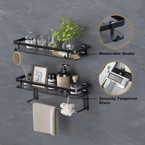 VOLPONE Black Tempered Glass Shelves