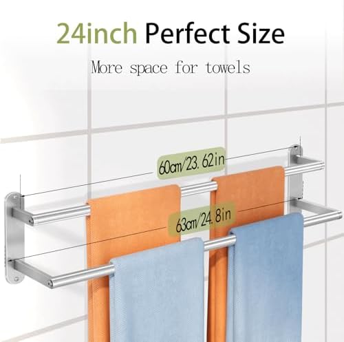 Simple Efficient Double Towel Bar Stainless Steel Bathroom Towel Holder Brushed Nickel