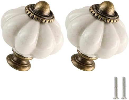 Antique White Ceramic Knobs 12 Pack Retro Pulls for Your Home