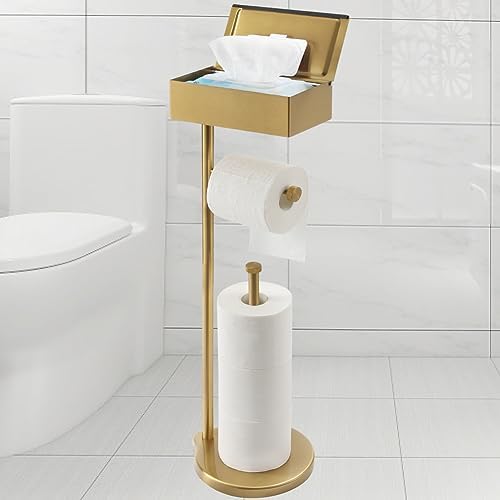 Theaoo Multi-Functional Toilet Paper Holder with Shelf Gold