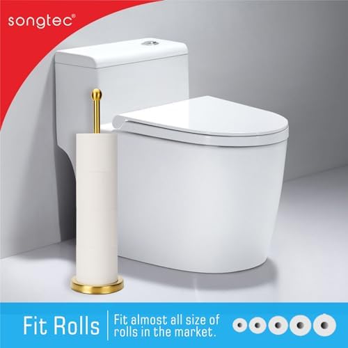 Songtec Gold Toilet Paper Holder Stand with Reserve
