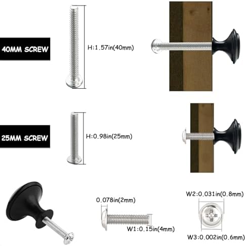 30-Piece 30mm Black Zinc Drawer Knobs for Kitchen Closet Hardware
