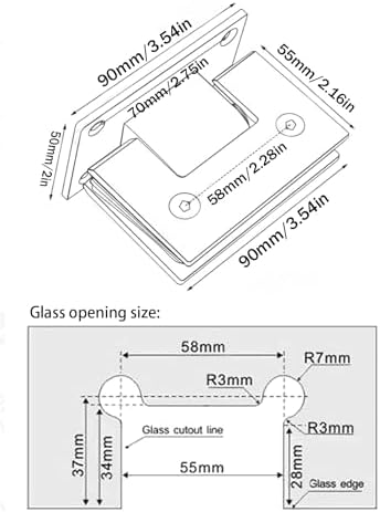WANLI 90 Degree Glass Shower Door Hinges
