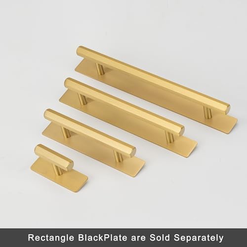 QOGRISUN 5-Pack Solid Brass Cabinet Pulls with Back Plates Brushed Brass Finish
