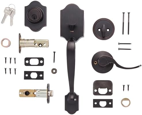 Amazon Basics Handleset with Shelby Lever Affordable and Durable Door Hardware
