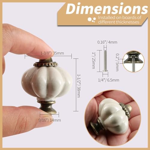 Antique White Ceramic Knobs 12 Pack Retro Pulls for Your Home
