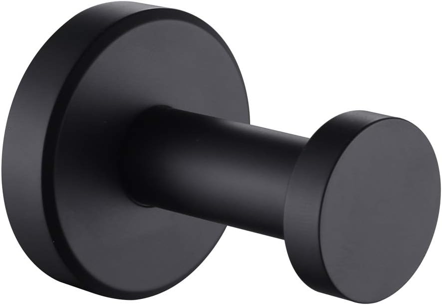 Sleek Matte Black Stainless Steel Robe Towel Hook for Space-Saving Storage in Bathroom Kitchen or Bedroom