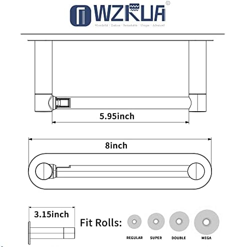 No Drilling Double-Post Pivoting Rust-Resistant Matte Black Toilet Paper Holder