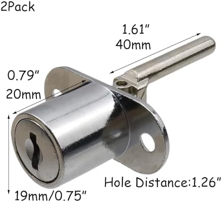 Bisbai 2-Piece Drawer Locks with Zinc Alloy Keys - Durable and Secure Desk Wardrobe Cabinets