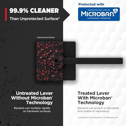 Kwikset Door Privacy Handle Matte Black Reversible Lever with Microban Protection Easy Install