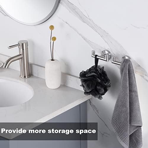 Double Pack of Stainless Steel Towel Hooks for Bathrooms