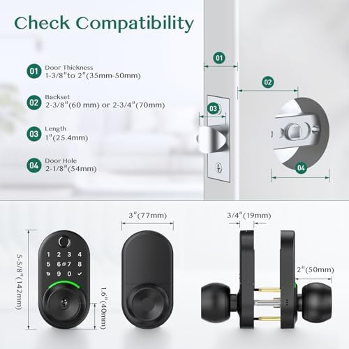 Yamiry Smart Door Lock with Knob