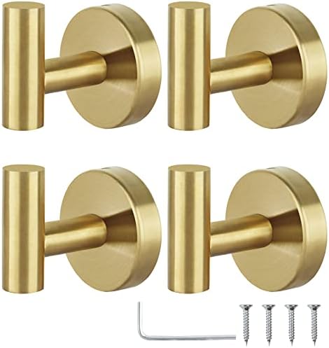 Homagic Stainless Steel Towel and Robe Hook Set with Gold Finish 4 Pack